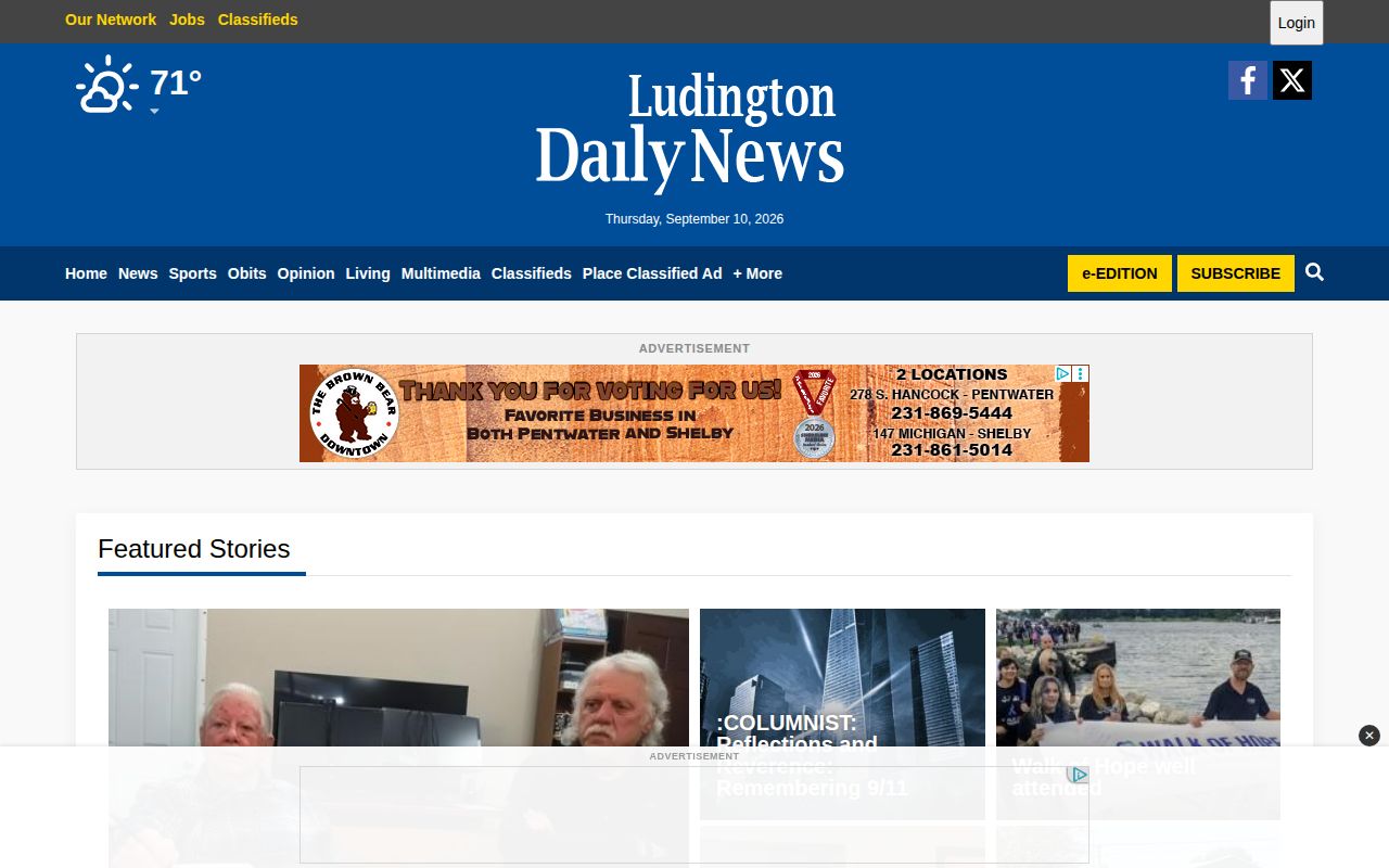 Ludington Daily News website used for secondary local court and crime coverage